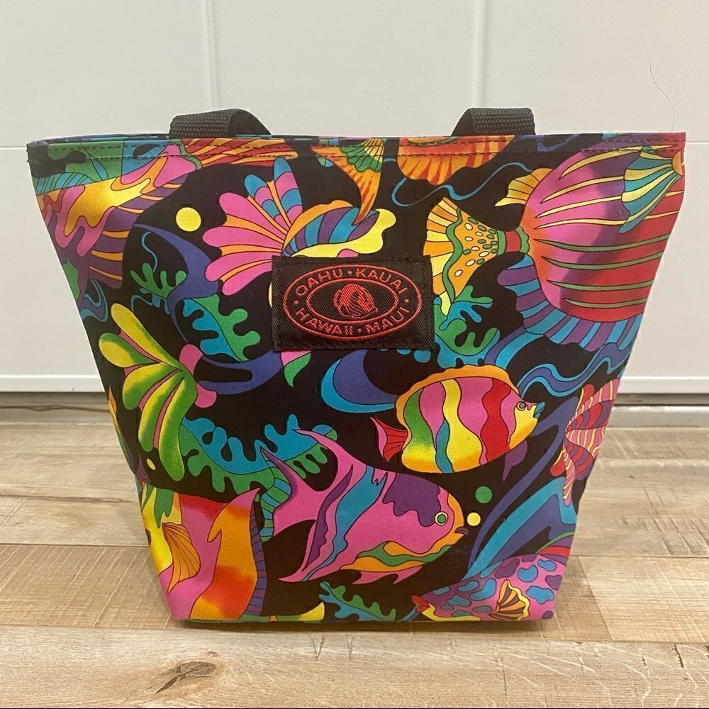 VINTAGE Hawaii Mini Tote Psychedelic Aquatic NWOT!